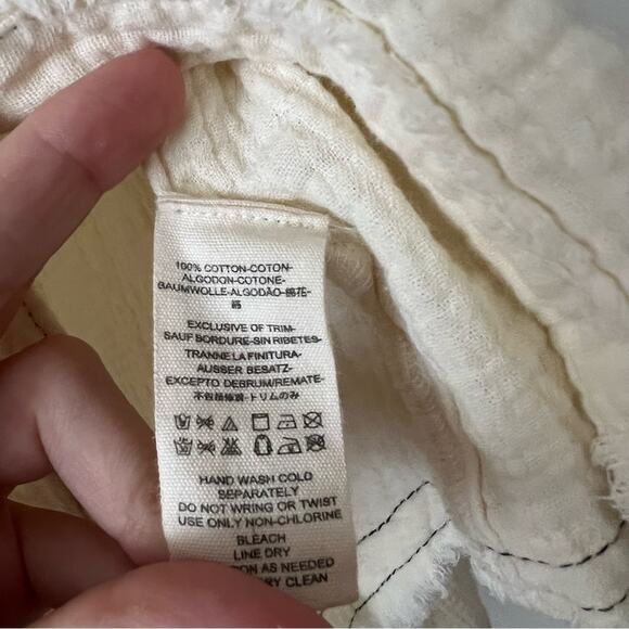 Free People Moving Mountains Cream Gauzy Button-Front Blouse - Picture 7 of 7